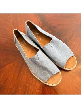 TOMS Alpargata Peep Toe Slip on Women's Shoes Size 8.5